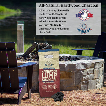 All Natural Hardwood Lump Charcoal, Burns Hotter, Longer & Cleaner, Low Ash & Easy to Light, Natural Hardwood Lump Charcoal for Grilling, Smoking, Kamado and Kettle Grills by Mr. Bar-B-Q (8-Pound Bag)