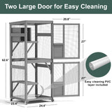 TIMHAKA Catio Outdoor Cat Enclosure, 4 Tier Indoor Catio with 4 Wheels, Platforms and Resting Box, Cat Cage with Waterproof Roof, Feral Animal Shelter with Removable Bottom and Easy Clean PVC Layer TIMHAKA