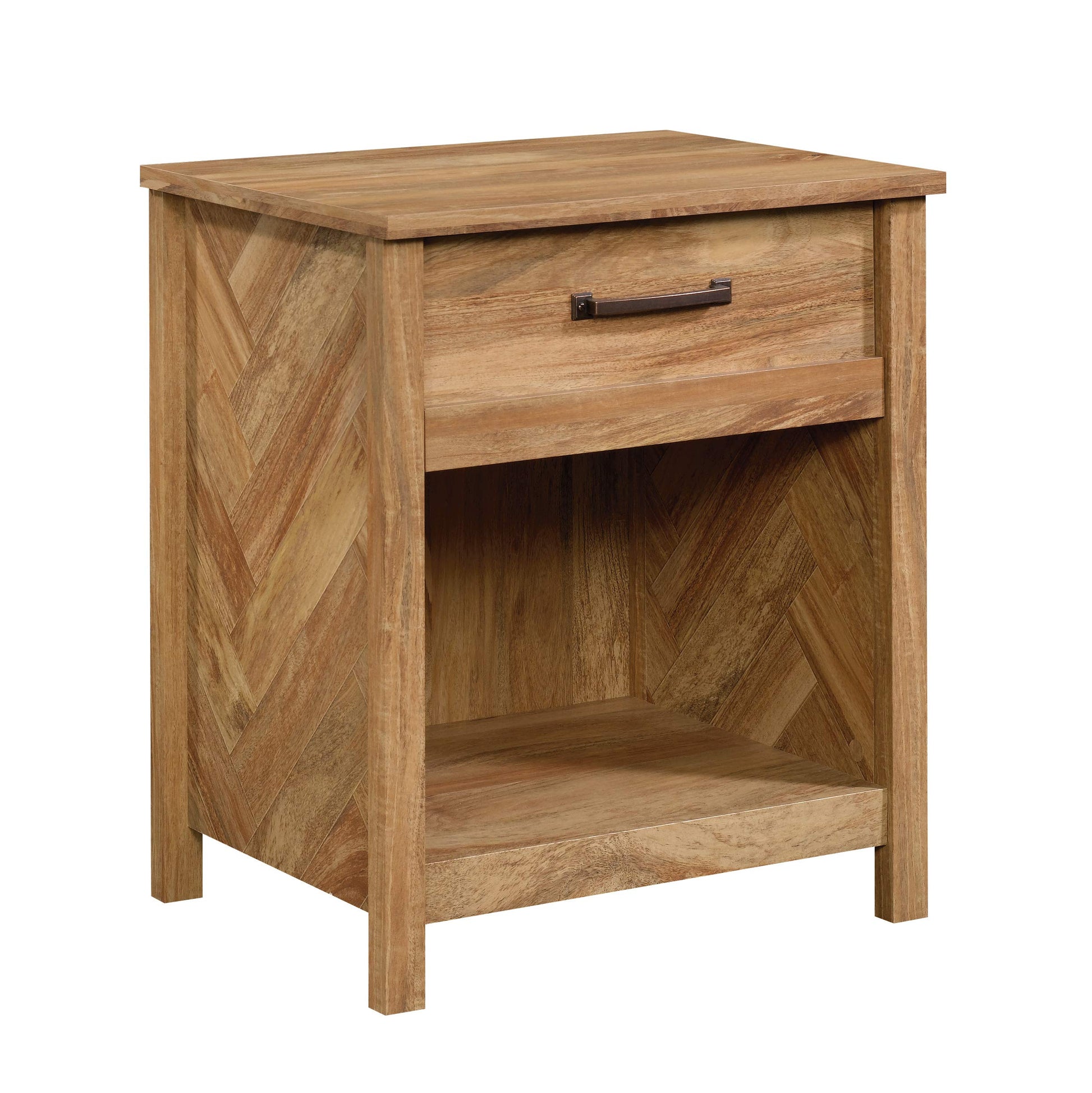 Sauder Cannery Bridge Nightstand, L: 22.13" x W: 17.56" x H: 25.71", Sindoori Mango finish - WoodArtSupply