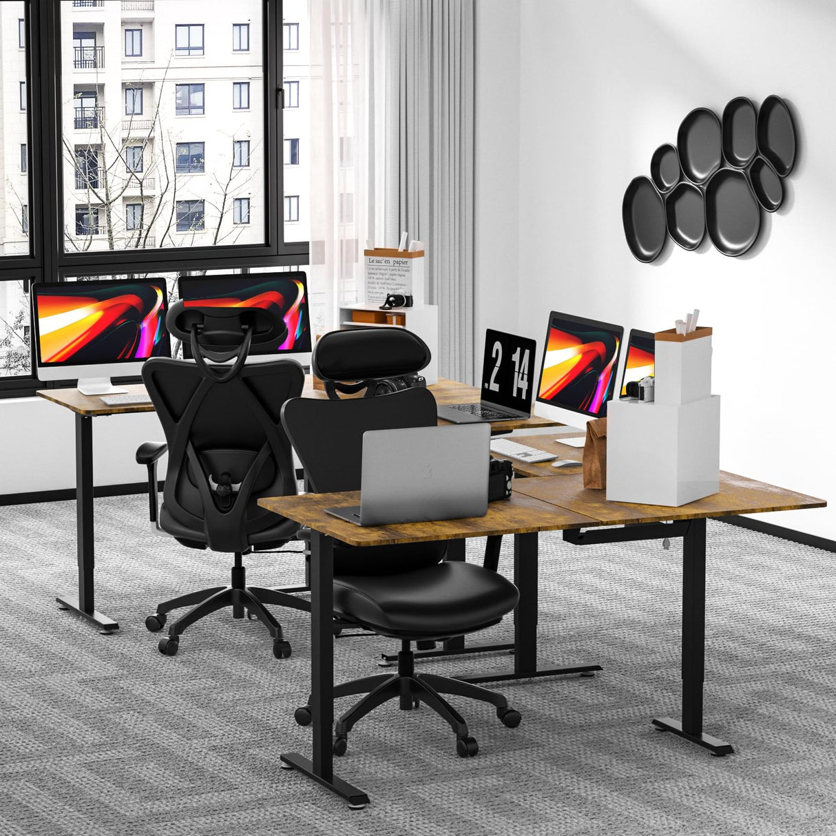 ExaDesk Upgrade Version 63 * 55 inch L Shaped Electric Adjustable Height Standing Desk, Corner Stand Up Desk, Sit Stand Computer L Desk for Gaming Office ExaDesk