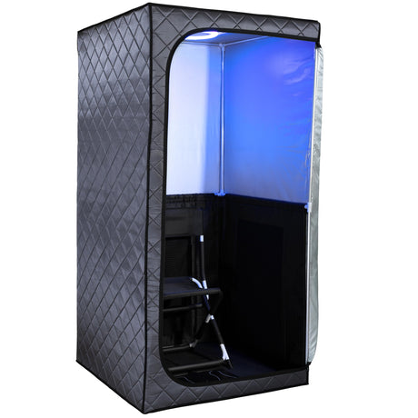 Durasage 1-Person Infrared Sauna for Home, Ultra Low EMF Infrared Panels, LED Lighting, Heating Foot Pad and Portable Chair (1-Person) Durasage