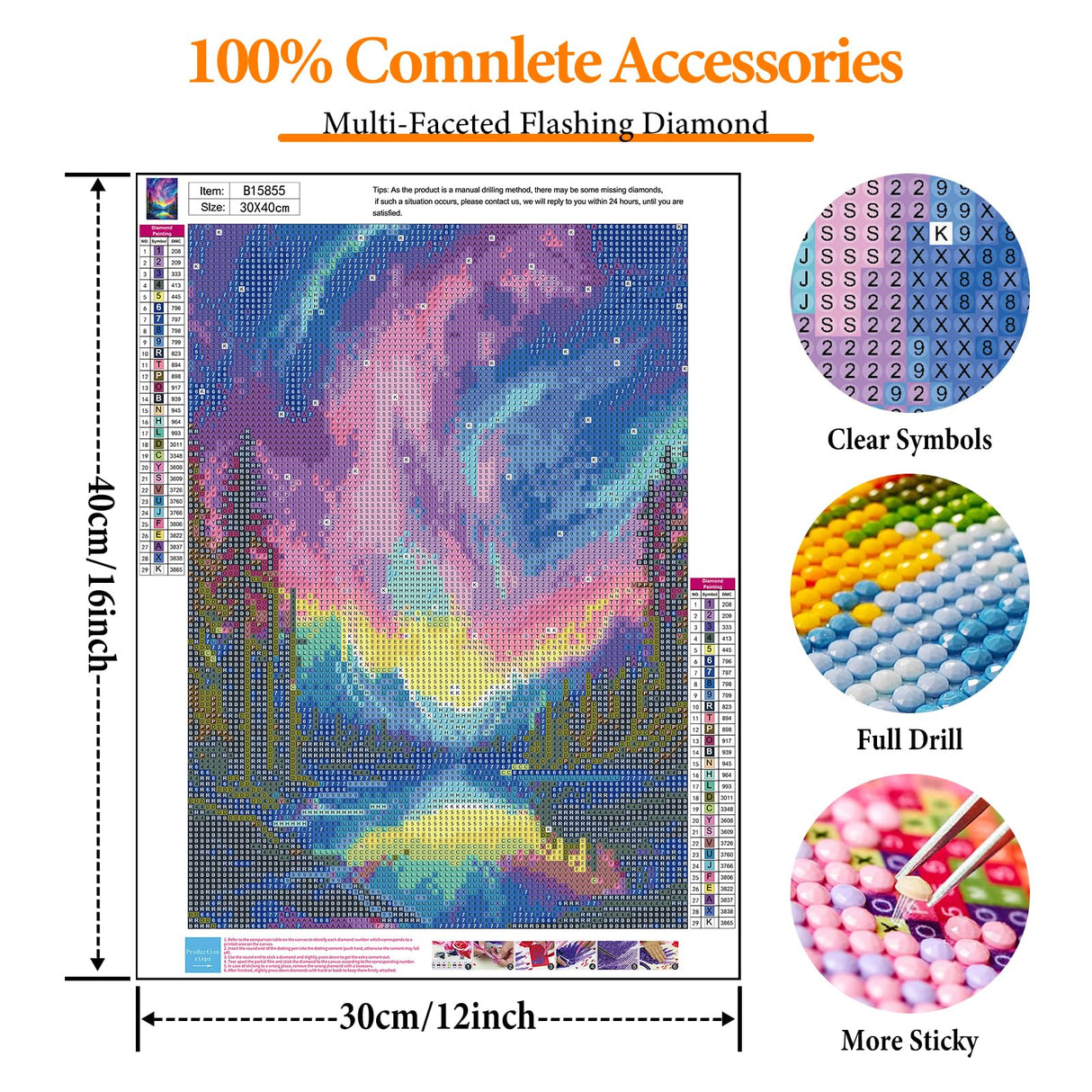 Offito Aurora Diamond Art Kits for Adults, 5D Starry Sky Lake Diamond Painting Kits for Beginners, Fantastic Landscapes DIY Full Drill Dots Gem Art Paint for Home Wall Decor 12 x 16 Inch Offito