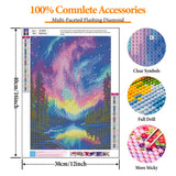Offito Aurora Diamond Art Kits for Adults, 5D Starry Sky Lake Diamond Painting Kits for Beginners, Fantastic Landscapes DIY Full Drill Dots Gem Art Paint for Home Wall Decor 12 x 16 Inch Offito
