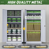 Greenvelly Metal Garage Storage Cabinet with Doors and Shelves,72" Tall Steel Locking Garage Storage Cabinet,Metal Office Storage Cabinet for Home,School,Garage(Dark Grey) Greenvelly