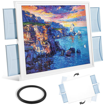 Calmbee 1500 Piece Plastic Puzzle Board with Drawers, 35”x 28” Portable Jigsaw Puzzle Table for Adults, Rotating Upgraded Lazy Susan Spinning Jigsaw Organizer Table,Durable ABS Frosted-Panel