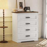 GEPELCN Farmhouse 4 Drawers Dresser for Bedroom Rustic Chest of Drawers with Natural Texture White Drawers Organizer for Living Room Hallway GEPELCN