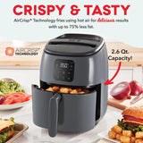 DASH Tasti-Crisp™ Electric Air Fryer Oven, 2.6 Qt., Grey – Compact Air Fryer for Healthier Food in Minutes, Ideal for Small Spaces - Auto Shut Off, Digital, 1000-Watt DASH