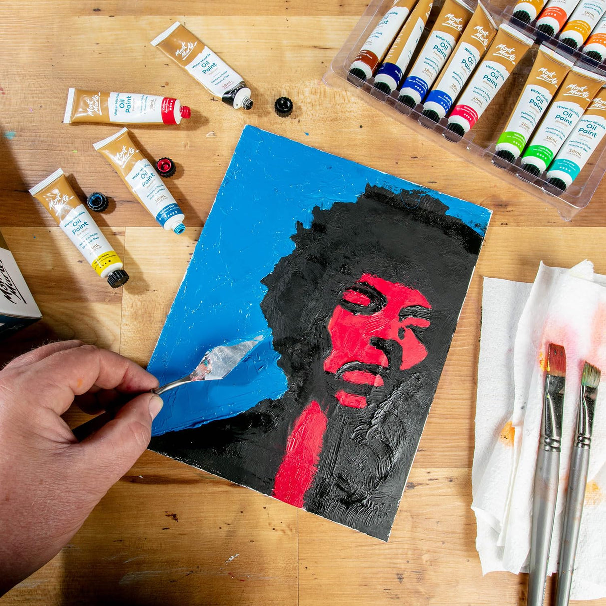 Mont Marte Premium H2O Water Mixable Oil Paint Set, 36 Piece, 18ml Tubes. Mixable with a Range of Mediums. Easily Washes Up with Water. Mont Marte