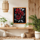 Lxmsja Red Roses Paint by Numbers Kit for Adults, Silver Leaves Acrylic Paint by Numbers for Adults Beginner, DIY Craft Supplies Oil Painting Kits for Home Wall Decor 16x20 inch (No Frame) Lxmsja