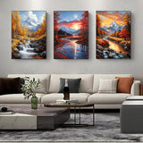 3 Pack Fall Diamond Art Kits for Adults Beginner, Mountain DIY Modern Diamond Painting Kits 5D Diamond Dots Gem Art Crafts with Tools,Round Full Drill Funny Crafts for Home Wall Decor&Gift-12x16in WUDWL