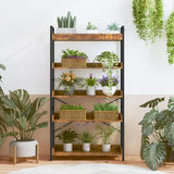 HCHQHS 5 Tier Bookshelf, Adjustable Industrial Bookcase, Vertical Tall Book Shelf, Wood and Black Metal Open Bookshelves for Home Office, Living Room, Bedroom HCHQHS