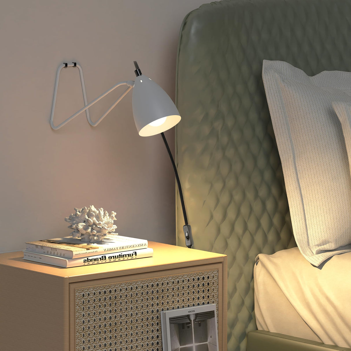 PARTPHONER Table Lamp Set of 2, 350°Rotatable Small Desk Lamp, Modern White Reading Bedside Lamps, Suitable for Study, Bedroom, Office, Dorm, Children's Room, 2 Bulbs Included PARTPHONER