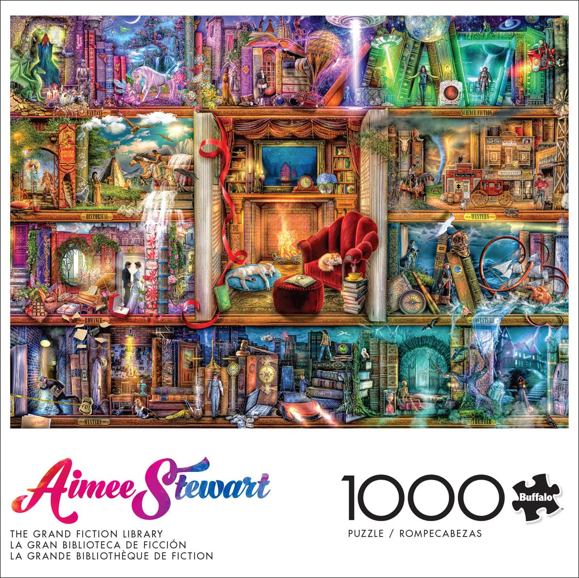 Buffalo Games - Aimee Stewart - The Grand Fiction Library - 1000 Piece Jigsaw Puzzle for Adults -Challenging Puzzle Perfect for Game Nights - Finished Size is 26.75 x 19.75