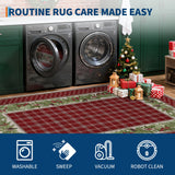 GarveeHome 5x7 Christmas Area Rug for Living Room: Machine Washable Christmas Area Rugs for Bedroom with Non-Slip Backing, Living Room Washable Carpet, Soft Low Pile Non-Slip Bedroom Carpet 5*7 ft Red GarveeHome