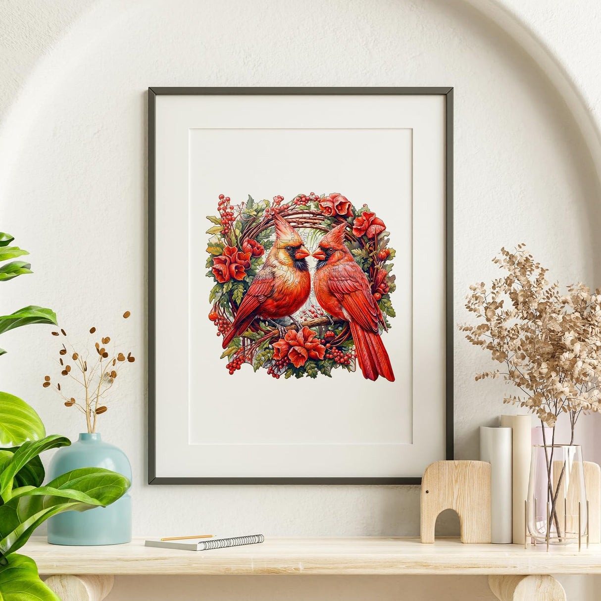 Jigfoxy Wooden Puzzles for Adults, Cardinal Wood Puzzles Adult, Unique Animal Shape Wooden Jigsaw Puzzles, Birthday Gifts for Puzzles Lovers Family Friend (L-13.3 * 13.3in-300 pcs) Jigfoxy