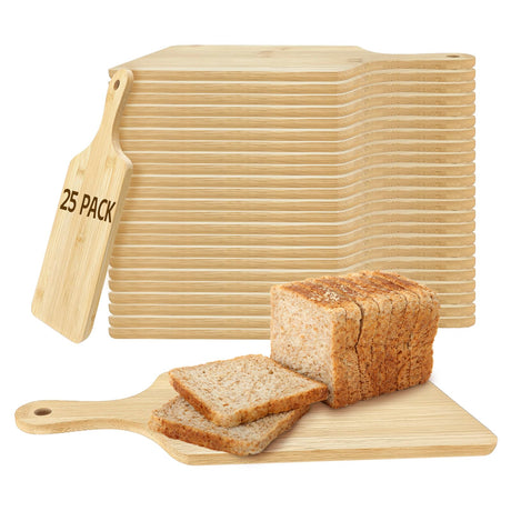 25 PCS Cutting Board Bulk Wood Chopping Board Laser Engraving Serving Board with Handle Charcuterie Boards for Customized Mother's Day Housewarming Gift 11" x 5" Bamboo YOUKE OLA