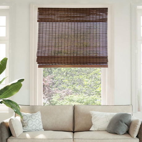 CHICOLOGY Bamboo Roman Shades - Customer Favorite Light Filtering Blinds for Windows, Premium Quality, Ideal for Home, Buffalo Brown, 31"W X 64"H CHICOLOGY