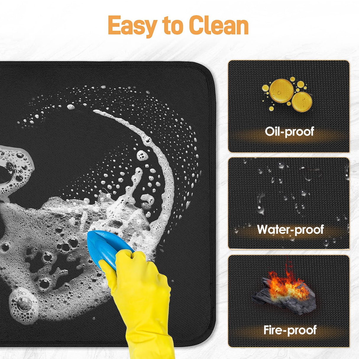 Amerbro 15 x 18 in Fireproof Grill Mats for Outdoor Tabletop Grill to Protect Your Grill Table - Heat Resistant Grill Table Mat - Waterproof & Oilproof BBQ Mat - Black (1mm) Amerbro