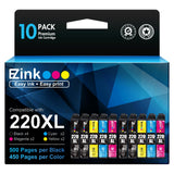E-Z Ink Remanufactured Ink Cartridge Replacement for Epson 220 XL 220XL T220XL to use with WF-2760 WF-2750 WF-2630 WF-2650 WF-2660 XP-320 XP-420 XP-424(4 Black, 2 Cyan, 2 Magenta, 2 Yellow) 10Pack E-Z Ink