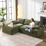 98.4" Green Sectional Sofa Cloud Modular Sectional Couch with Chaise,Corduroy Sectional Couches L-Shaped Modern Upholstered Sofa with Deep Seat for Living Room and Bedroom,No Assembly Required(Green) XSZD