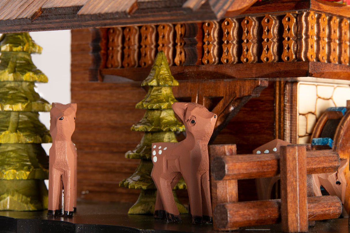 Cuckoo-Palace Large German Cuckoo Clock - The Seesaw Mill Chalet with Quartz Movement with Moving Seesaw - Black Forest Clock Cuckoo Palace