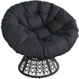 Yaheetech Indoor Papasan Chairs with Thick Tufted Cushions and Frame, Swivel Wicker Ergonomic Lounge Reading Chairs for Living Room/Bedroom, Black Yaheetech