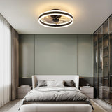 KDG 15.8" Low Profile LED Ceiling Fans with Light, Reversible Flush Mount with Remote and 6 Winds Speeds Fan Lighting, 3 Colors Dimmable for Bedroom, Living Room, Kids, Dinning Room, Kitchen (Black) KDG
