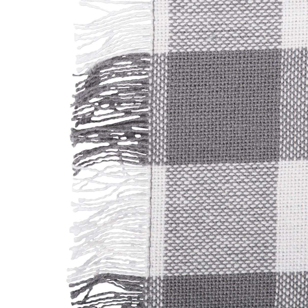 DII Heavyweight Fringed Check Tabletop Collection, Placemat Set, 13x19, Gray, 6 Piece DII