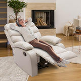 GNMLP2020 Manual Recliner Chairs for Adults, PU Leather Small Recliner Chair for Small Space, RV, Lazy Boy Single Sofa Chairs, Beige GNMLP2020