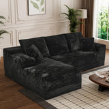 Modular Sectional Sofa Cloud Sectional Couch, 107" Comfy Fluffy L Shaped Black Couches for Living Room, Deep Seat Memory Foam Plush Corduroy Boneless Couch Sectionals with Left Facing Chaise Sofa HYJT-H&K