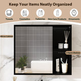 Giantex Medicine Cabinet, Bathroom Wall Cabinet with Mirror Door, 2 Adjustable Shelves, 2 Open Shelves, Vanity Mirrored Cabinet, Over The Toilet Storage Cabinet for Laundry Room Entryway, Black Giantex