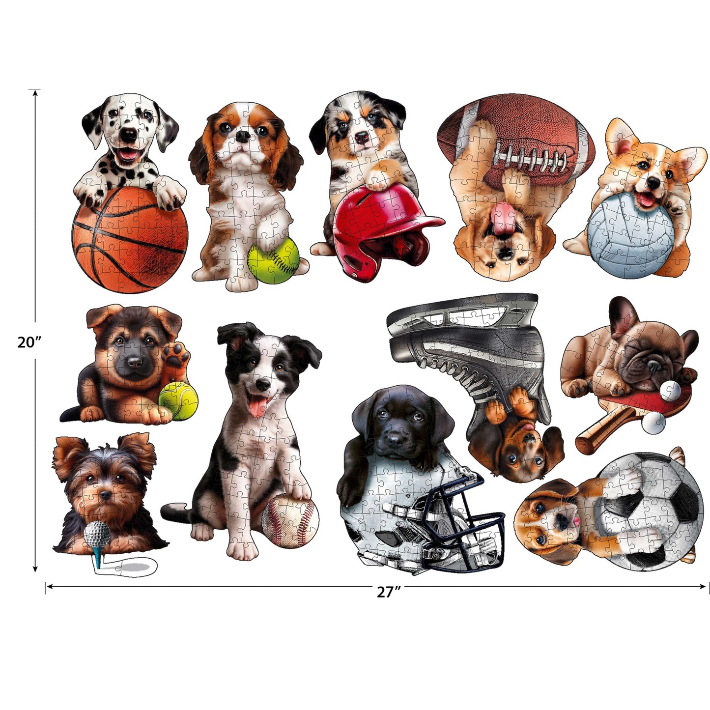 RoseArt - Mini Shaped - Sport Pups - 500 Piece Jigsaw Puzzles for Adults