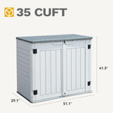 DWVO Outdoor Weather-Resistant Horizontal Storage Shed, 35 Cu Ft Capacity, Lockable and Waterproof, Suitable for Storing Garden Tools, Light Gray DWVO