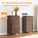 ODK Dresser for Bedroom with 4 Storage Drawers, Small Dresser Chest of Drawers Fabric Dresser with Sturdy Steel Frame, Dresser for Closet with Wood Top, Brown ODK
