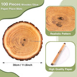 TaoBary 100 Pieces Disposable Wooden Slice Paper Place Mats Round Rustic Brown Wood Slices Charger Place Mat Bulk Table Paper Placemats for Summer Spring Fall Wedding Dinner Baby Shower Birthday Party TaoBary