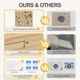 YKHALLYBEE Puzzle Table 2000 Pieces Wooden Jigsaw Puzzle Board with Legs, 41”x 27.6” Puzzle Board with 4 Drawers and Cover, Foldable Leg Puzzle Table for Adults Natural HALLYBEE