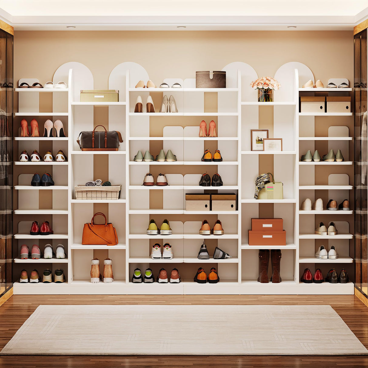 Tribesigns 13-Tier Shoe Rack, Freestanding Tall Entryway Shoe Organizer with Open Shelves, 40 Pairs Wide Wooden Shoe Shelf Shoe Storage Cabinet for Entryway, Living Room, White Tribesigns