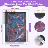 SENQAO Wolf Diamond Painting Kits for Adults, Wolf DIY 5D Full Drill Diamond Painting Kits for Adults Kids Beginner, Diamond Dots for Home Wall Decor, Gem Art 12 x 16 Inches SENQAO