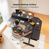 ErGear 65″ L Shaped Corner Standing Desk, 3 Drawers & 2 Cable Management Trays Large Stand up Desk, C-Clamp Mount Compatible Height Adjustable Desk for Home Office, Black ErGear