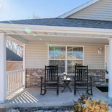 MAMIZO Soild Wood Outdoor Rocking Chair with High Back, Porch Rocking Chairs Oversized Easy to Assemble for Porch Garden, Lawn, Balcony, Backyard, Wooden Rocking Chair Outdoor and Indoor (Black) MAMIZO