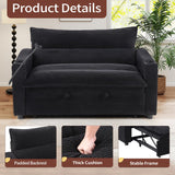 HAOMARKETS 3-in-1 Convertible Loveseat Sleeper Futon Sofa Bed with Cup Holders, 2-Seat Pull Out Couch, Phone Holder and USB Port, Corduroy 3-Level Adjustable Backrest Couches for Living Room, Black HAOMARKETS