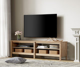 WAMPAT Farmhouse TV Stand for 75 Inch TV, Wood Entertainment Center for 70 65 55 inch TV Console Media Table with 4 Big Storage for Living Room Bedroom, Oak WAMPAT