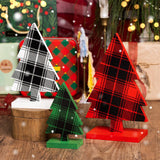 3 Pcs Wooden Christmas Trees Table Sign Decorations Different Patterns Double-sided Printing, Rustic Christmas Tree Farmhouse Tabletop Decor, Multiple Styles Sizes Xmas Christmas Tiered Tray Decor Sophena