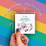 A Brighter Year The Original Adult Mini Coloring Book - Science & Space Edition - 3” x 3” Pocket Size, 50 Pages, Lay Flat Binding, Thick Paper, No Bleeding - Stress/Anxiety Relief - Travel & Gift A Brighter Year