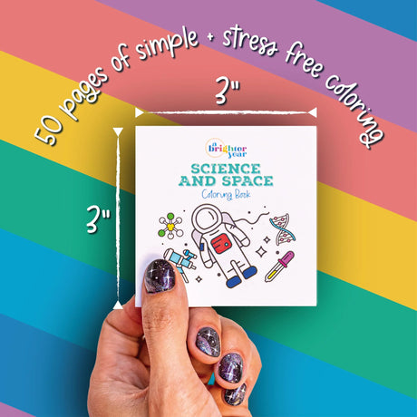 A Brighter Year The Original Adult Mini Coloring Book - Science & Space Edition - 3” x 3” Pocket Size, 50 Pages, Lay Flat Binding, Thick Paper, No Bleeding - Stress/Anxiety Relief - Travel & Gift A Brighter Year