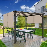 COOS BAY Outdoor Patio Pergola 10x10 ft with Retractable Sun Shade Canopy Top, Metal Frame Gazebo Sun Shade for Backyard, Deck, Garden and Poolside, Beige COOS BAY