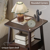 Kuabner Night Stand with Drawer, Mid Century Modern Nightstand, Bedside Tables with Open Storage Shelf,Large Storage End Table, Bamboo Night Stands for Bedrooms Kuabner