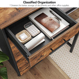 HOOBRO 7-Drawer Chest, File Cabinet, Wooden File Cabinet, Office Cabinet with Drawers, Storage Cabinet, for Home Office, Study, Easy Assembly, Rustic Brown and Black BF07WJ01 HOOBRO