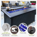 Sophia & William Patio Furniture Set with Fire Pit Table, 10 Piece Outdoor Wicker Furniture Sectional Sofa, Extra Large Patio Rattan Conversation Set with Ottoman & 45" Fire Pit Table(Aqua Blue) Sophia & William