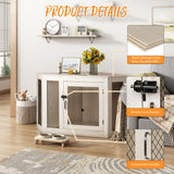 PUKAMI Corner Dog Crate Furniture,44/52inch Wooden Dog Kennel Furniture with Mesh,Decorative Wood Dog House for Indoor use,Dog Crate for Small/Medium/Large Dog,Perfect for Limited Room PUKAMI